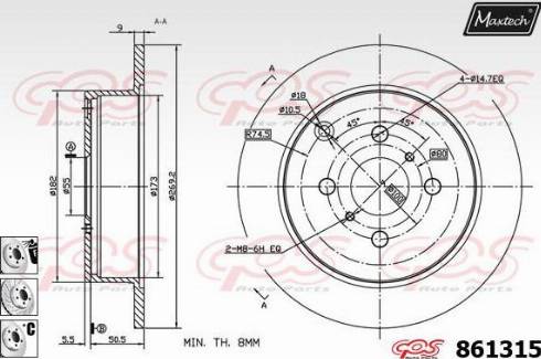 Maxtech 861315.6880 - Спирачен диск vvparts.bg