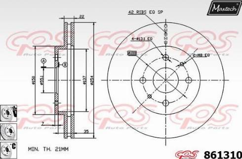 Maxtech 861310.6980 - Спирачен диск vvparts.bg