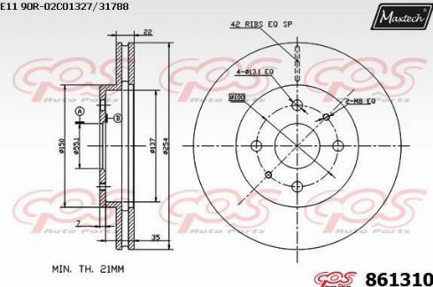 Maxtech 861310.0000 - Спирачен диск vvparts.bg