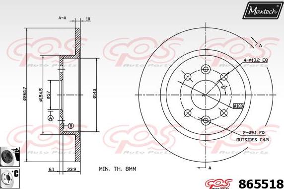 Maxtech 861337 - Спирачен диск vvparts.bg