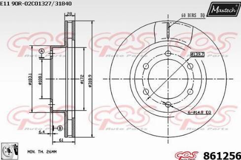 Maxtech 861256.0080 - Спирачен диск vvparts.bg