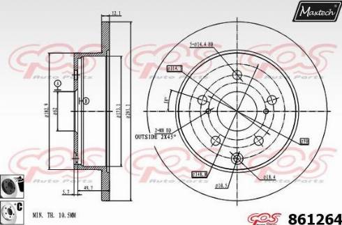 Maxtech 861264.6060 - Спирачен диск vvparts.bg