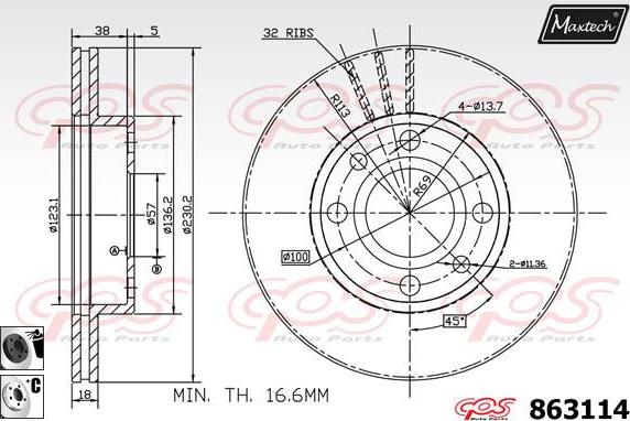 Maxtech 861264 - Спирачен диск vvparts.bg