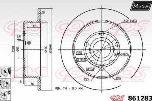 Maxtech 861283.6880 - Спирачен диск vvparts.bg