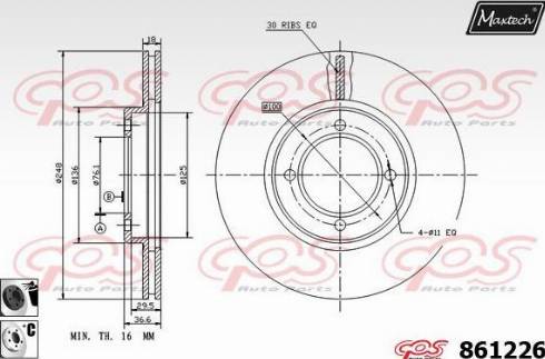 Maxtech 861226.6060 - Спирачен диск vvparts.bg