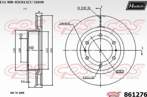 Maxtech 861276.0000 - Спирачен диск vvparts.bg