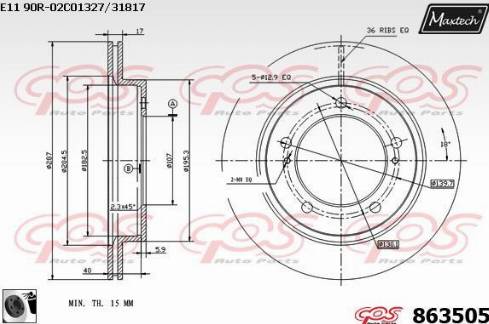 Maxtech 863505.0060 - Спирачен диск vvparts.bg