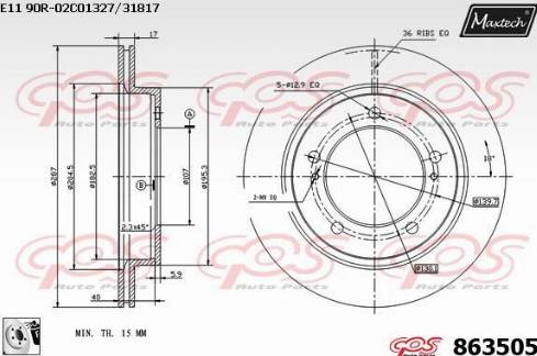 Maxtech 863505.0080 - Спирачен диск vvparts.bg