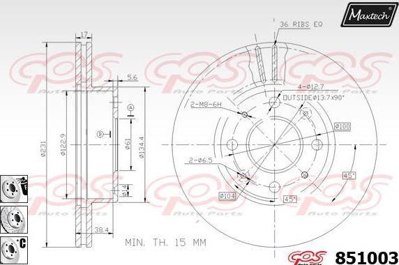 Maxtech 863505 - Спирачен диск vvparts.bg