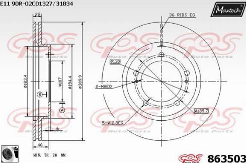 Maxtech 863503.0060 - Спирачен диск vvparts.bg