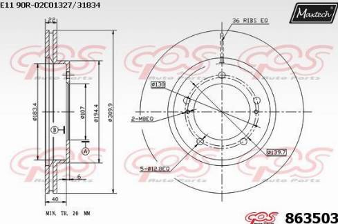 Maxtech 863503.0000 - Спирачен диск vvparts.bg