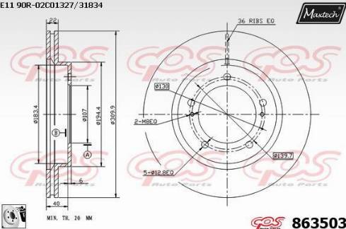 Maxtech 863503.0080 - Спирачен диск vvparts.bg