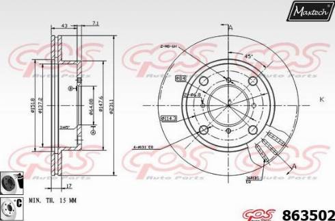 Maxtech 863502.6060 - Спирачен диск vvparts.bg