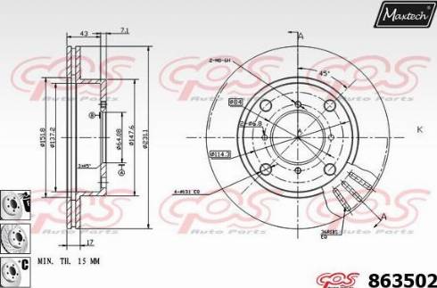 Maxtech 863502.6880 - Спирачен диск vvparts.bg