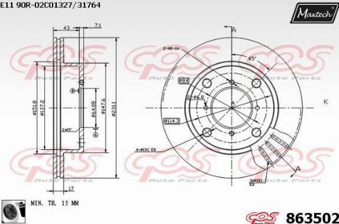 Maxtech 863502.0060 - Спирачен диск vvparts.bg