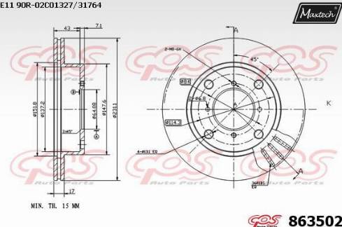 Maxtech 863502.0000 - Спирачен диск vvparts.bg