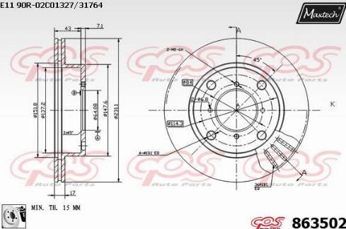 Maxtech 863502.0080 - Спирачен диск vvparts.bg