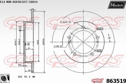 Maxtech 863519.0060 - Спирачен диск vvparts.bg