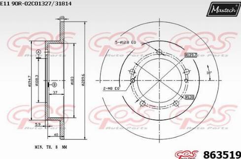 Maxtech 863519.0000 - Спирачен диск vvparts.bg