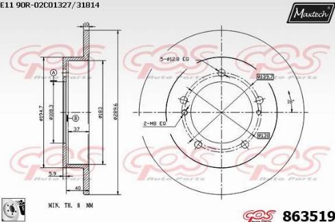 Maxtech 863519.0080 - Спирачен диск vvparts.bg