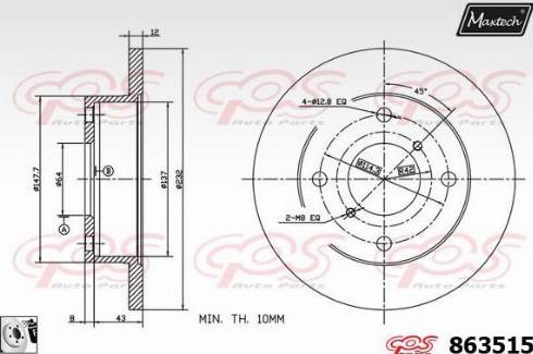 Maxtech 863515.0080 - Спирачен диск vvparts.bg