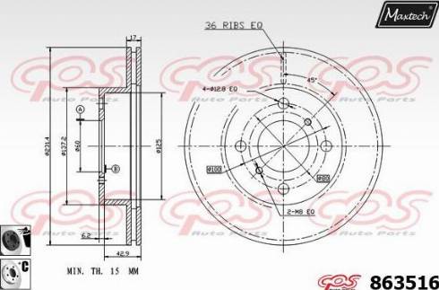 Maxtech 863516.6060 - Спирачен диск vvparts.bg