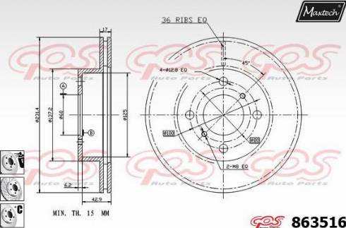 Maxtech 863516.6880 - Спирачен диск vvparts.bg