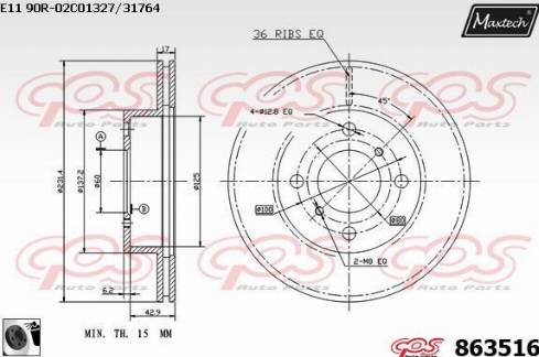 Maxtech 863516.0060 - Спирачен диск vvparts.bg