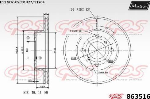 Maxtech 863516.0000 - Спирачен диск vvparts.bg