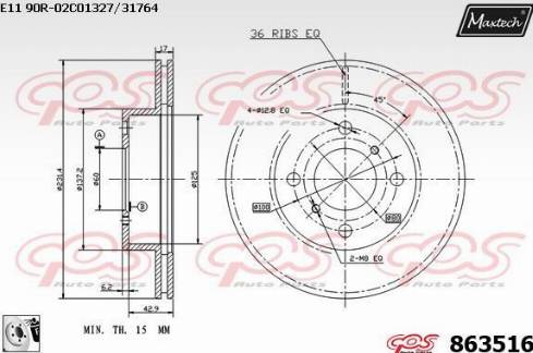 Maxtech 863516.0080 - Спирачен диск vvparts.bg