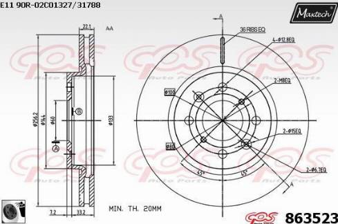 Maxtech 863523.0060 - Спирачен диск vvparts.bg