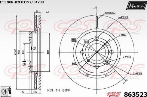 Maxtech 863523.0080 - Спирачен диск vvparts.bg