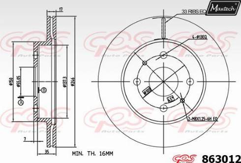 Maxtech 863012.0000 - Спирачен диск vvparts.bg