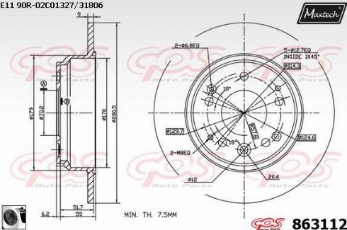 Maxtech 863112.0060 - Спирачен диск vvparts.bg