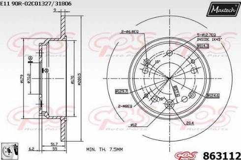 Maxtech 863112.0080 - Спирачен диск vvparts.bg