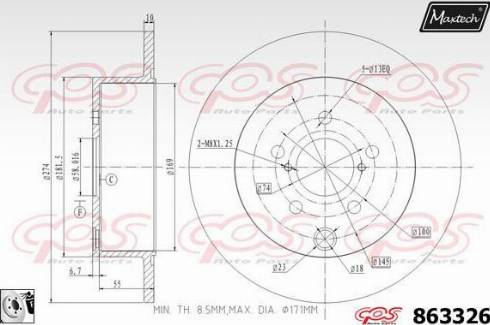 Maxtech 863326.0080 - Спирачен диск vvparts.bg