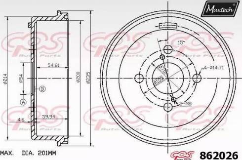 Maxtech 862026.0000 - Спирачен барабан vvparts.bg