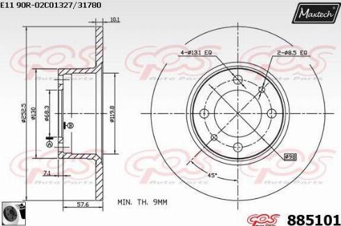 Maxtech 885101.0060 - Спирачен диск vvparts.bg