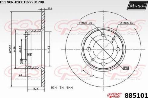 Maxtech 885101.0000 - Спирачен диск vvparts.bg