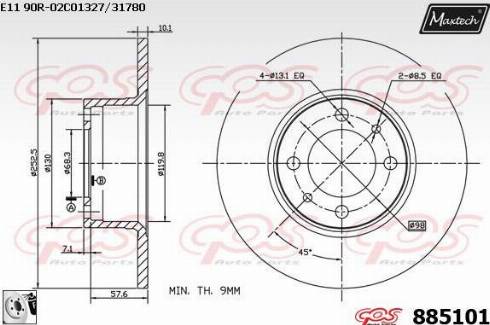 Maxtech 885101.0080 - Спирачен диск vvparts.bg