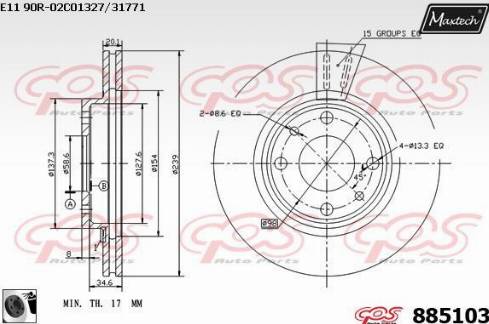 Maxtech 885103.0060 - Спирачен диск vvparts.bg