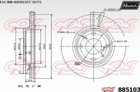 Maxtech 885103.0000 - Спирачен диск vvparts.bg