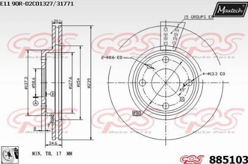 Maxtech 885103.0080 - Спирачен диск vvparts.bg