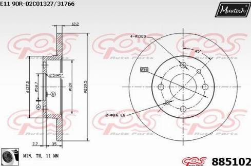 Maxtech 885102.0060 - Спирачен диск vvparts.bg