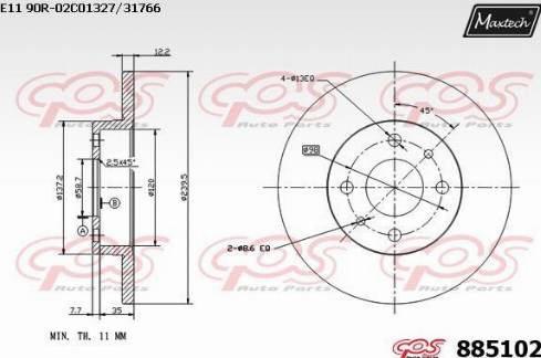 Maxtech 885102.0000 - Спирачен диск vvparts.bg