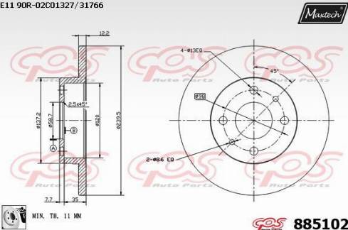 Maxtech 885102.0080 - Спирачен диск vvparts.bg