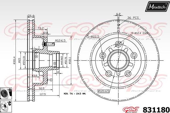 Maxtech 881230 - Спирачен диск vvparts.bg