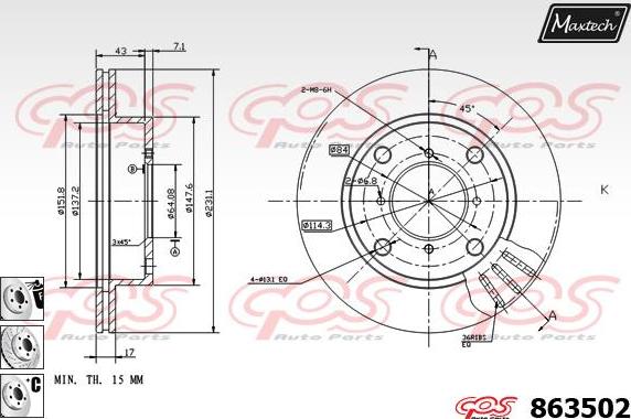 Maxtech 883443 - Спирачен диск vvparts.bg