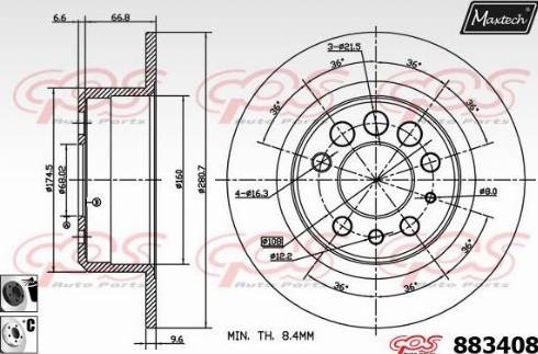 Maxtech 883408.6060 - Спирачен диск vvparts.bg