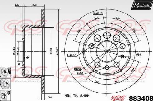 Maxtech 883408.6880 - Спирачен диск vvparts.bg